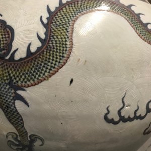 A pair of large Chinese doucai 'dragon' bottle vases, tianqiu ping, Qianlong mark, 19th C. — photo 28