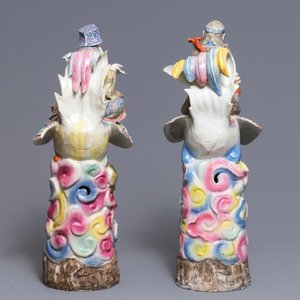 A pair of large Chinese famille rose figures of immortals on phoenixes, 19th C. — photo 4