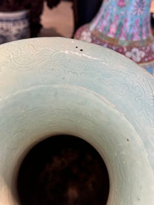 A pair of large Chinese famille rose turquoise-ground 'Buddhist symbols and lotus scroll' vases, Guangxu mark and of the period — photo 11