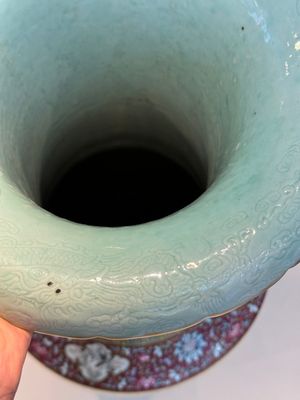 A pair of large Chinese famille rose turquoise-ground 'lotus scroll' vases, Guangxu mark and of the period — photo 9