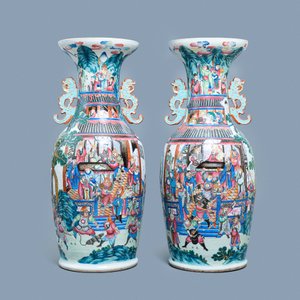 A pair of large Chinese famille rose 'Wu Shuang Pu' vases, 19th C. — 照片 2