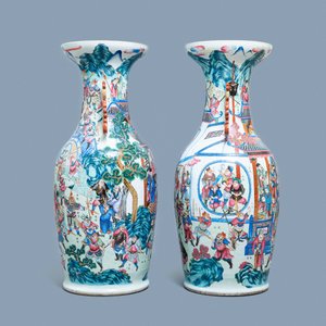 A pair of large Chinese famille rose 'Wu Shuang Pu' vases, 19th C. — 照片 3