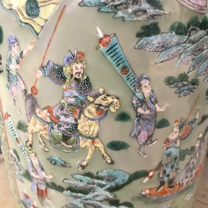 A pair of large Chinese famille verte celadon-ground vases with figural design, 19th C. — photo 48