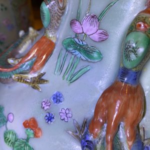 A pair of large Chinese famille verte celadon-ground vases with figural design, 19th C. — photo 71