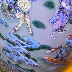 A pair of large Chinese famille verte celadon-ground vases with figural design, 19th C. — photo 79