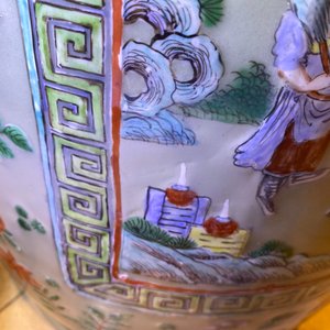A pair of large Chinese famille verte celadon-ground vases with figural design, 19th C. — photo 81