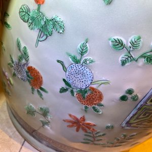 A pair of large Chinese famille verte celadon-ground vases with figural design, 19th C. — photo 82