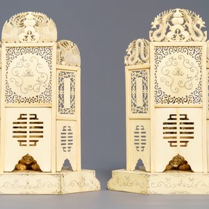 A pair of large Chinese inlaid ivory groups of the imperial couple, ca. 1900 — photo 4