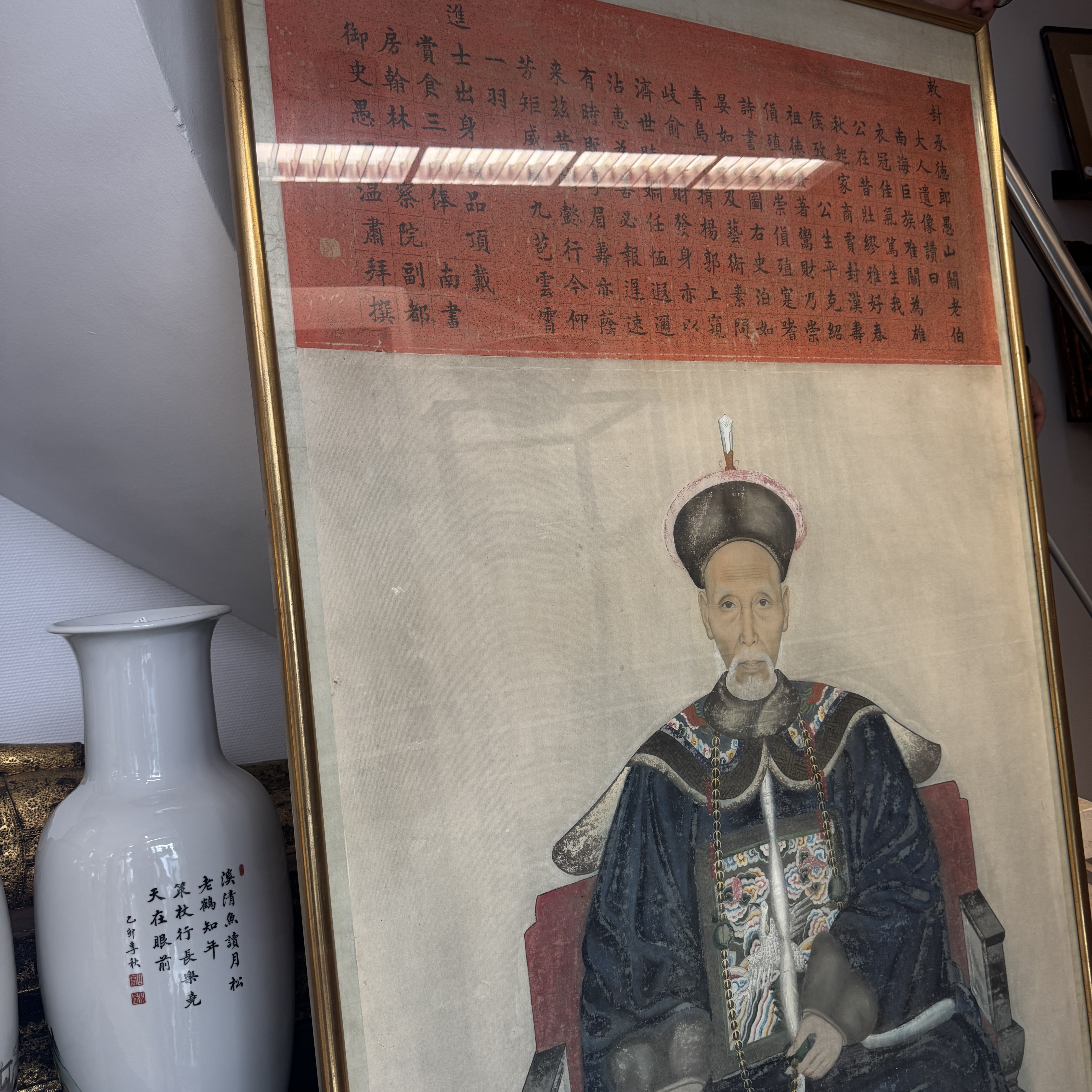 A pair of large Chinese inscribed ancestor portraits — foto 24