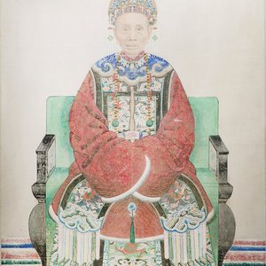 A pair of large Chinese inscribed ancestor portraits — foto 3