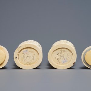 A pair of large Chinese ivory vases and covers, ca. 1900 — photo 7