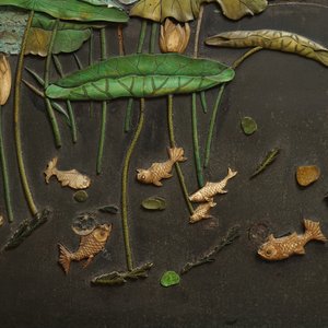 A pair of large Chinese lacquered wood inscribed panels with applied ivory, Qianlong — photo 7