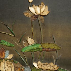 A pair of large Chinese lacquered wood inscribed panels with applied ivory, Qianlong — photo 9