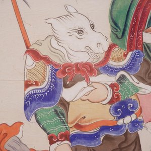 A pair of large Chinese paintings, 19th C. — 照片 8