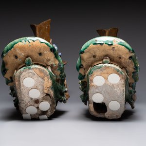 A pair of large Chinese polychrome-glazed fish-form roof tiles, 19th C. — photo 8