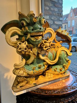A pair of large Chinese polychrome-glazed Shiwan stoneware Buddhist lions, 19th C. — photo 20
