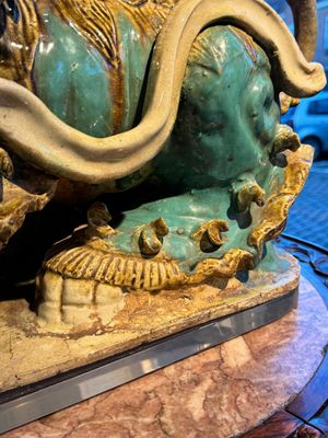 A pair of large Chinese polychrome-glazed Shiwan stoneware Buddhist lions, 19th C. — photo 23