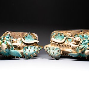 A pair of large Chinese polychrome-glazed Shiwan stoneware Buddhist lions, 19th C. — photo 6