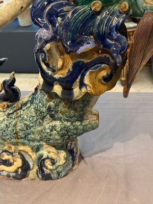 A pair of large Chinese polychrome-glazed Shiwan stoneware dragons, 19th C. — 照片 19