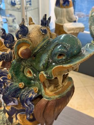 A pair of large Chinese polychrome-glazed Shiwan stoneware dragons, 19th C. — 照片 21