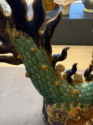 A pair of large Chinese polychrome-glazed Shiwan stoneware dragons, 19th C. — 照片 31