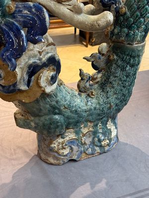 A pair of large Chinese polychrome-glazed Shiwan stoneware dragons, 19th C. — 照片 8