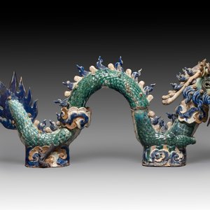 A pair of large Chinese polychrome-glazed Shiwan stoneware dragons, 19th C. — 照片 11