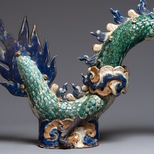 A pair of large Chinese polychrome-glazed Shiwan stoneware dragons, 19th C. — 照片 14