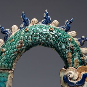 A pair of large Chinese polychrome-glazed Shiwan stoneware dragons, 19th C. — 照片 17