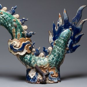 A pair of large Chinese polychrome-glazed Shiwan stoneware dragons, 19th C. — 照片 18