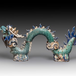 A pair of large Chinese polychrome-glazed Shiwan stoneware dragons, 19th C. — 照片 3