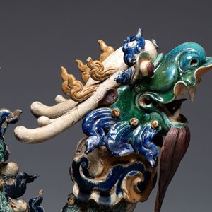 A pair of large Chinese polychrome-glazed Shiwan stoneware dragons, 19th C. — 照片 8