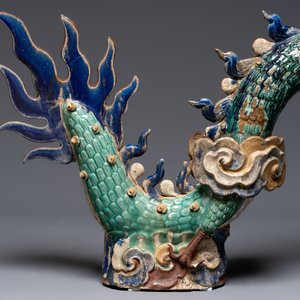 A pair of large Chinese polychrome-glazed Shiwan stoneware dragons, 19th C. — 照片 10