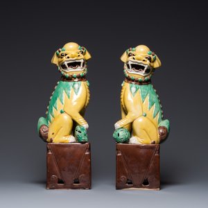 A pair of large Chinese sancai-glazed Buddhist lions, 19th C. — 照片 2