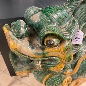 A pair of large Chinese sancai-glazed dragon roof tiles, Ming/Qing — 照片 15
