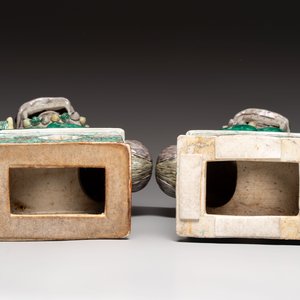 A pair of large Chinese verte biscuit Buddhist lions, 19th C. — photo 7