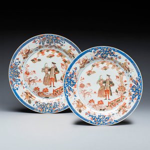 A pair of large Chinese verte-Imari 'Governor Duff' dishes — photo 1