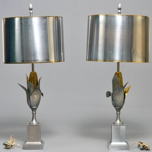 A pair of large signed Maison Charles corn lamps, ca. 1960 — photo 4