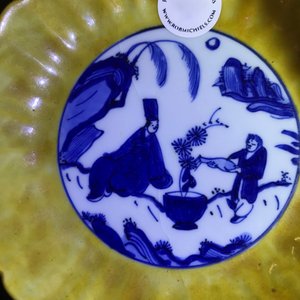 A pair of lobed Chinese blue and white yellow edge plates, 'hare' mark, Wanli — 照片 11