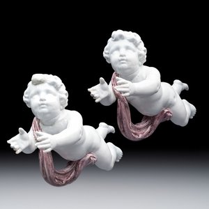 A pair of manganese and white Delftware putti, France or Germany, 19th C. — foto 1