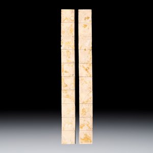 A pair of manganese Dutch Delft 10-piece tile pillars, 18th C. — photo 2