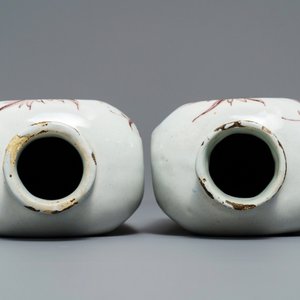 A pair of manganese Dutch Delft tea caddies with floral design, 18th C. — 照片 5