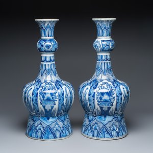 A pair of massive blue and white Dutch Delft style vases — 照片 2