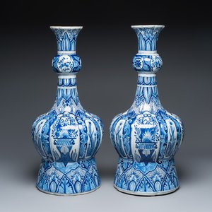 A pair of massive blue and white Dutch Delft style vases — 照片 5