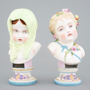 A pair of polychrome allegorical biscuit busts, Vion et Baury, Paris, 19th C. — 照片 2