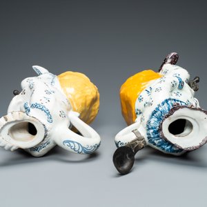 A pair of polychrome Brussels faience 'Jacqueline and Jacquot' table fountains, 18th C. — 照片 7