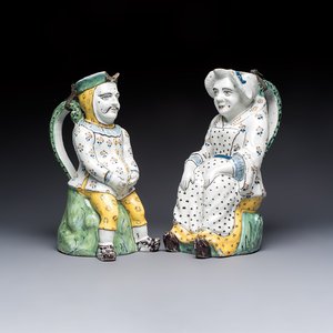 A pair of polychrome Brussels faience 'Jacqueline et Jacquot' table fountains, late 18th C. — foto 1