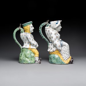 A pair of polychrome Brussels faience 'Jacqueline et Jacquot' table fountains, late 18th C. — foto 4