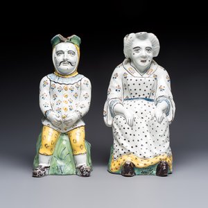 A pair of polychrome Brussels faience 'Jacqueline et Jacquot' table fountains, late 18th C. — foto 5