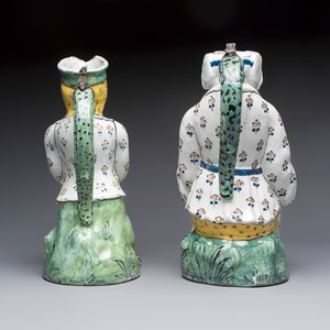 A pair of polychrome Brussels faience 'Jacqueline et Jacquot' table fountains — photo 4